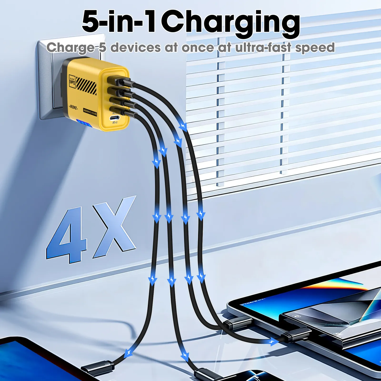 Chargeur USB multi-ports, vue latérale