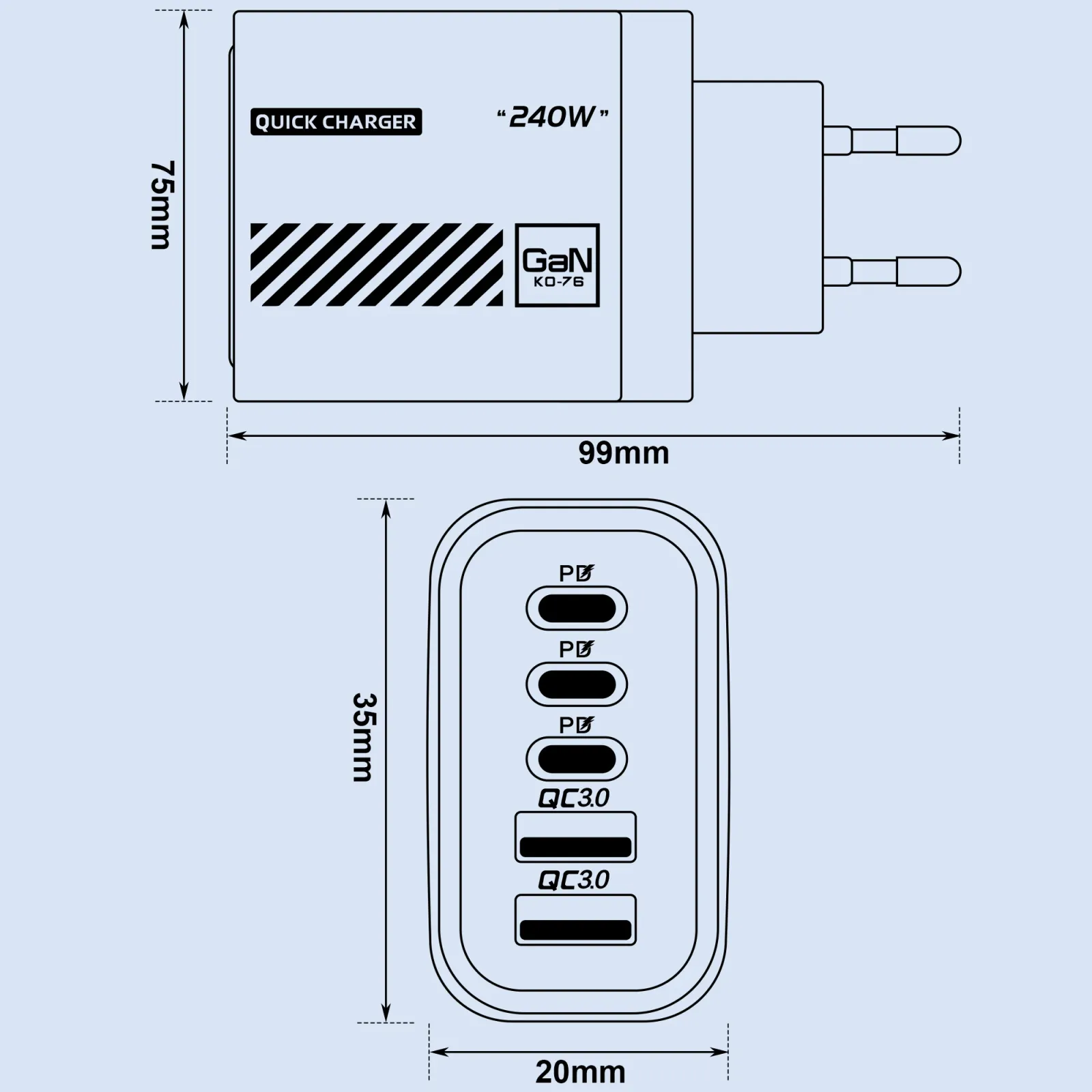 Chargeur USB multi-ports, en situation