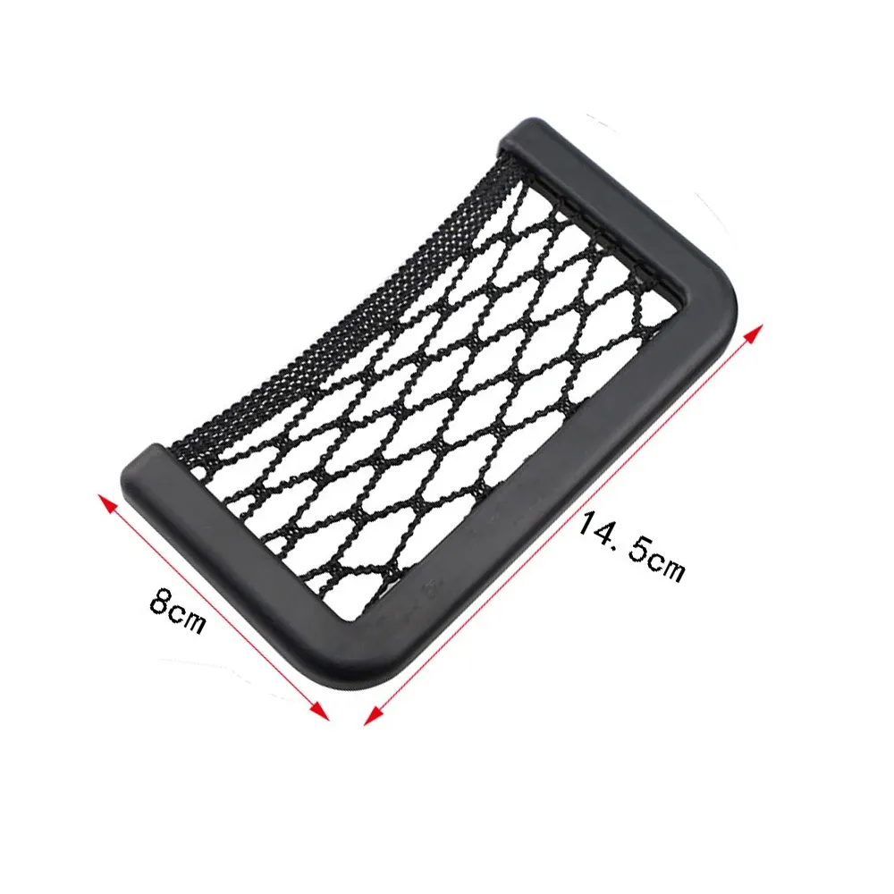 Sac de rangement pour organisateur de voiture avec filet et support de téléphone, dimensions 19,5 x 8 cm et 8 x 14,5 cm, modèle universel 7