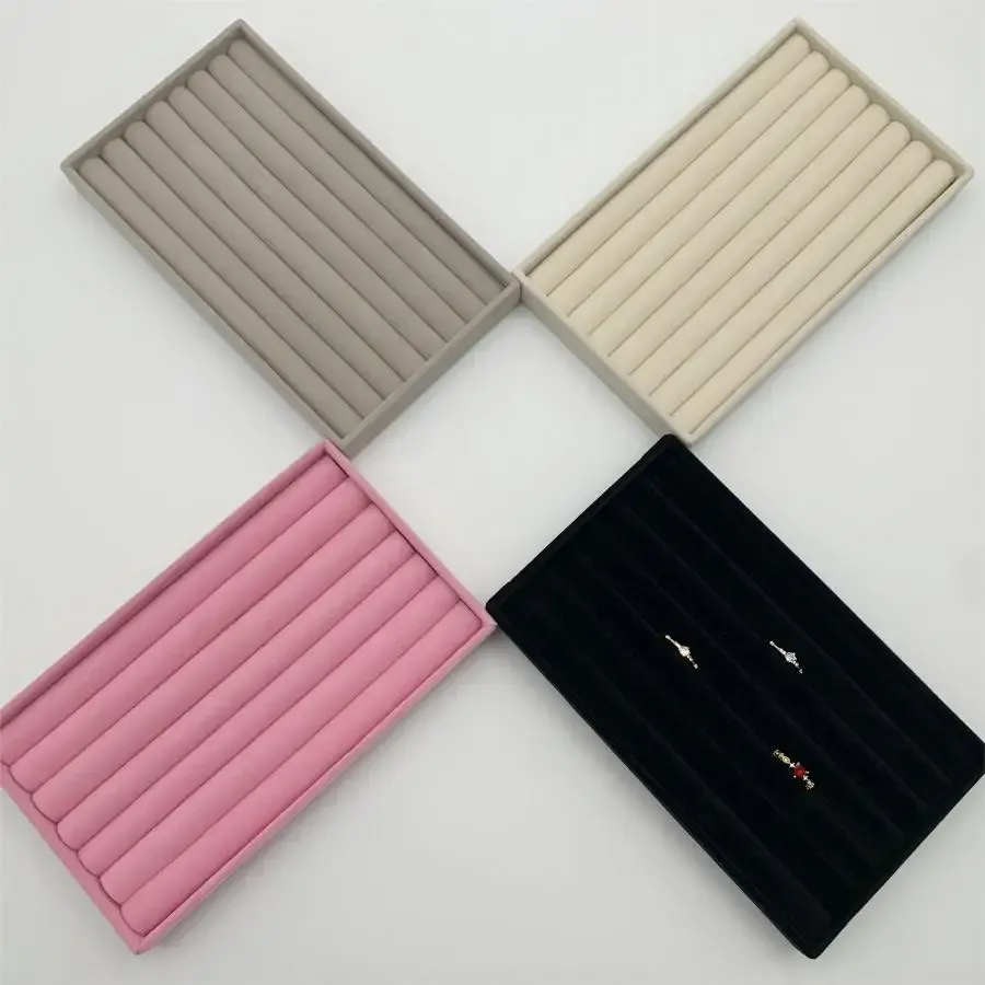 Écrin de rangement portable en velours pour bijoux, présentoir empilable pour bagues, boucles d'oreilles et colliers - Image 1