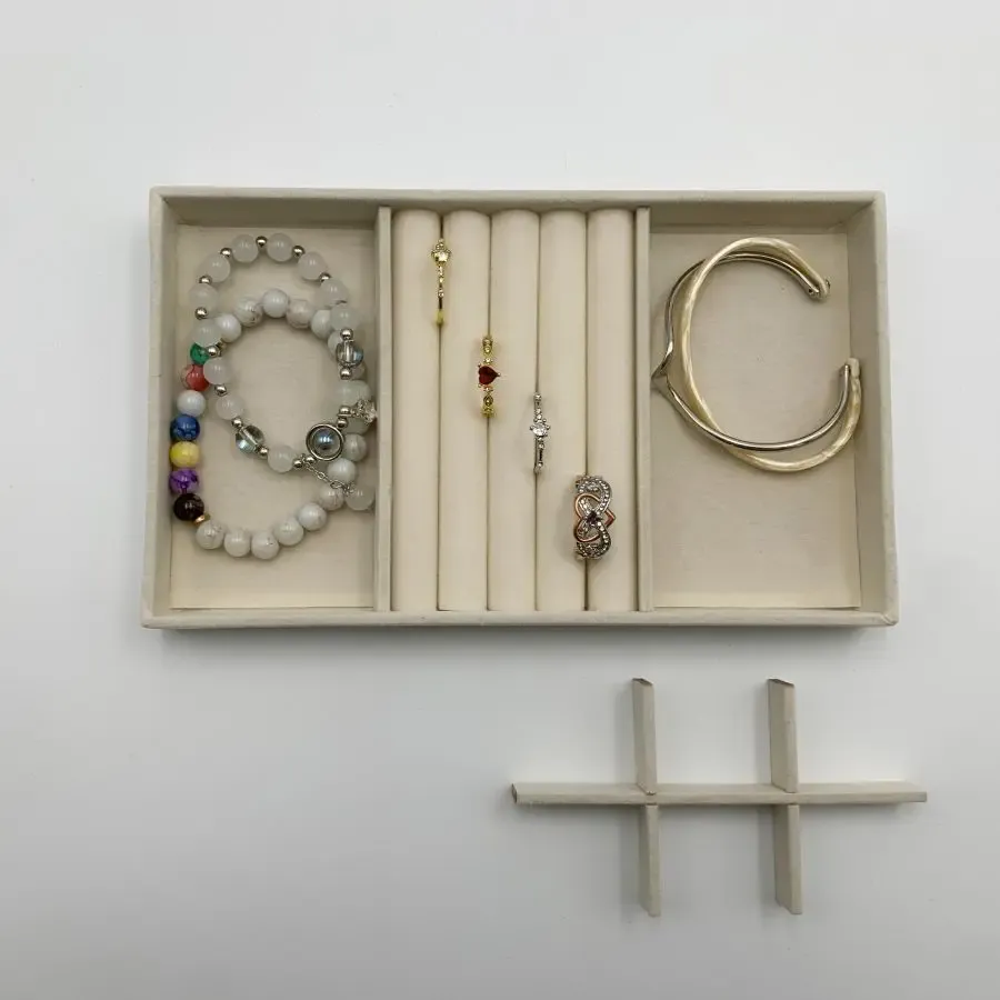 Écrin de rangement portable en velours pour bijoux, présentoir empilable pour bagues, boucles d'oreilles et colliers 6