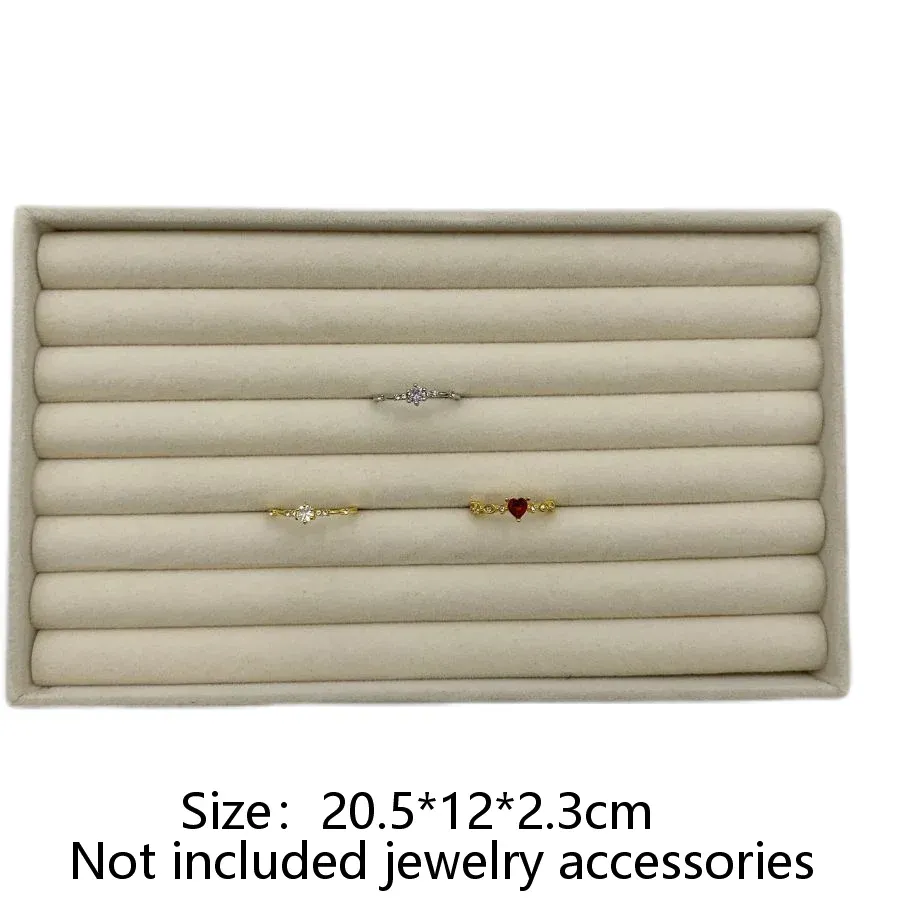 Écrin de rangement portable en velours pour bijoux, présentoir empilable pour bagues, boucles d'oreilles et colliers 18