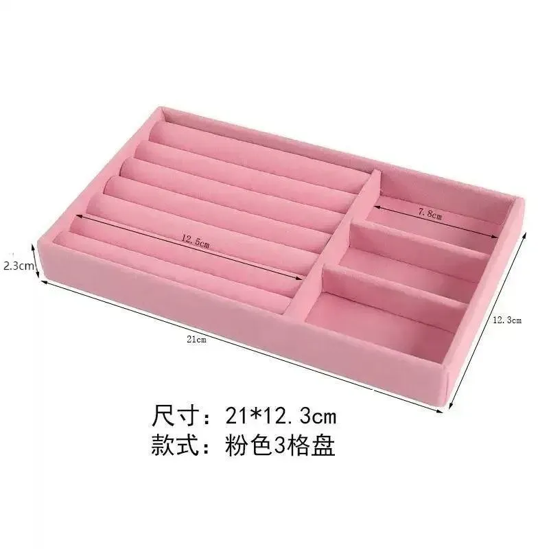 Écrin de rangement portable en velours pour bijoux, présentoir empilable pour bagues, boucles d'oreilles et colliers 12