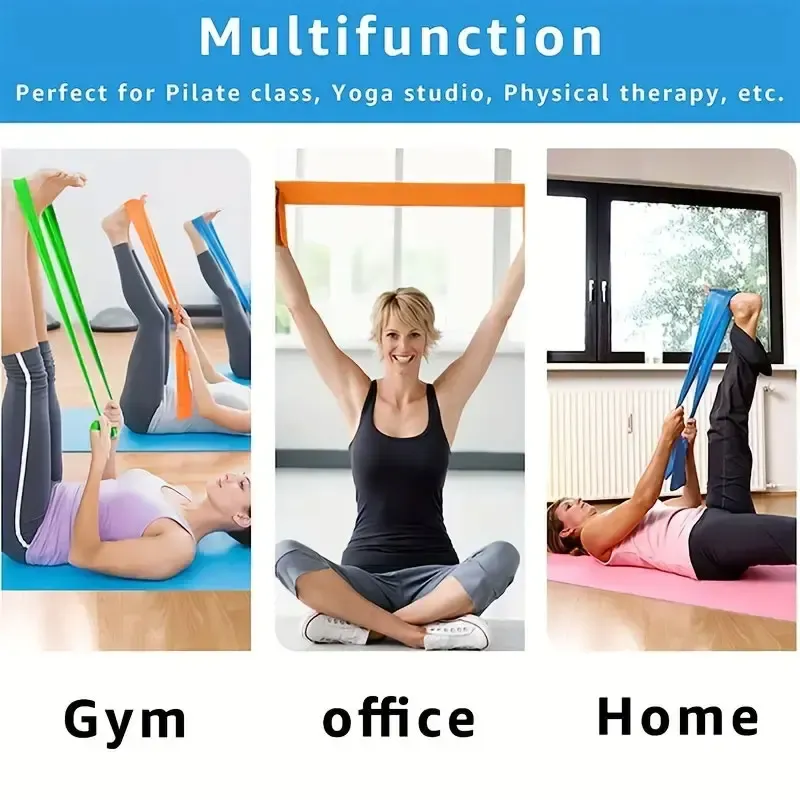 Ceinture de yoga 3 pièces, bande de résistance élastique pour le fitness, pour hommes et femmes, sangle d'étirement de yoga pour l'entraînement de force 4