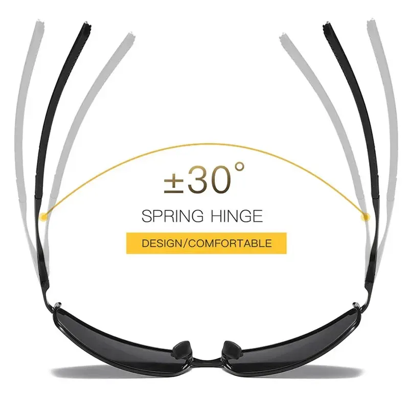 Lunettes de soleil photochromiques polarisées pour hommes, monture carrée en métal, lunettes de conduite, lunettes de cyclisme pour sports de plein air, protection UV400 4