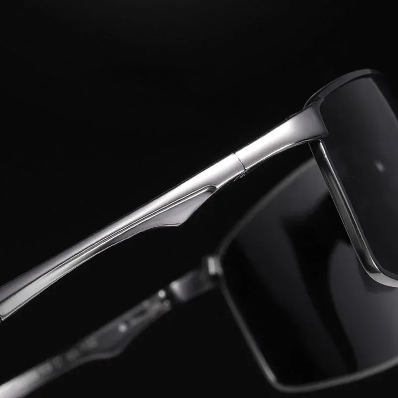 Lunettes de soleil photochromiques polarisées pour hommes, monture carrée en métal, lunettes de conduite, lunettes de cyclisme pour sports de plein air, protection UV400 5