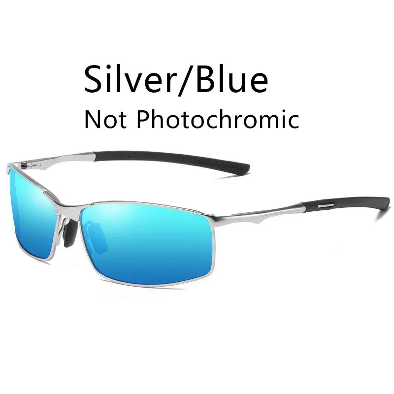 Lunettes de soleil photochromiques polarisées pour hommes, monture carrée en métal, lunettes de conduite, lunettes de cyclisme pour sports de plein air, protection UV400 12