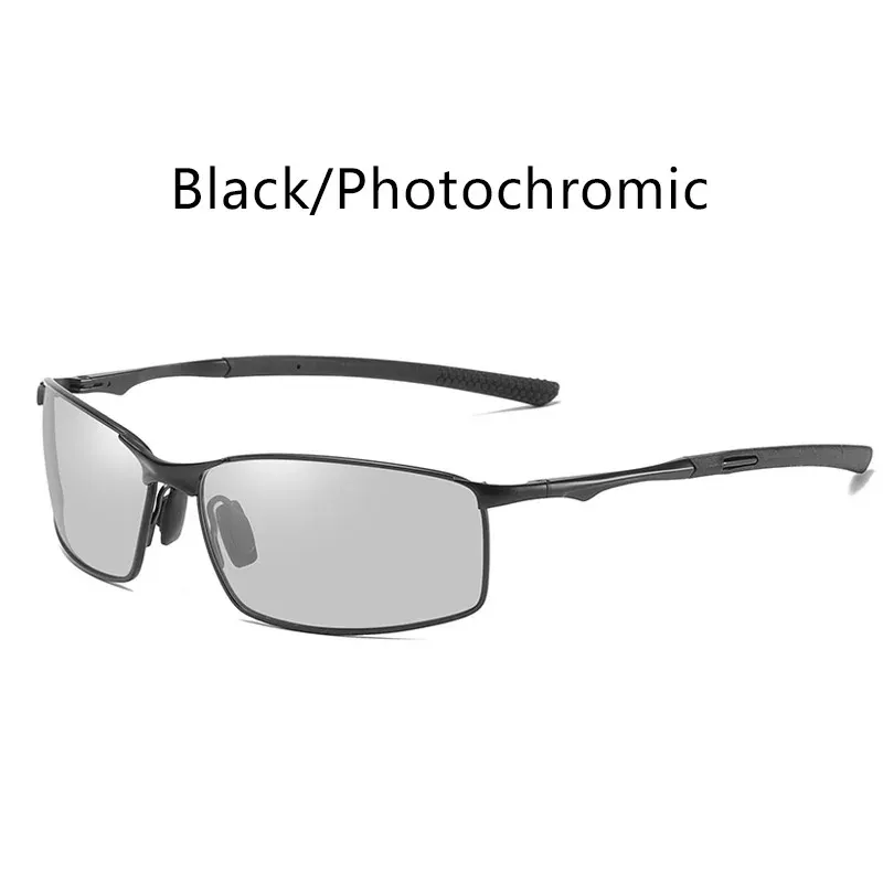 Lunettes de soleil photochromiques polarisées pour hommes, monture carrée en métal, lunettes de conduite, lunettes de cyclisme pour sports de plein air, protection UV400 8