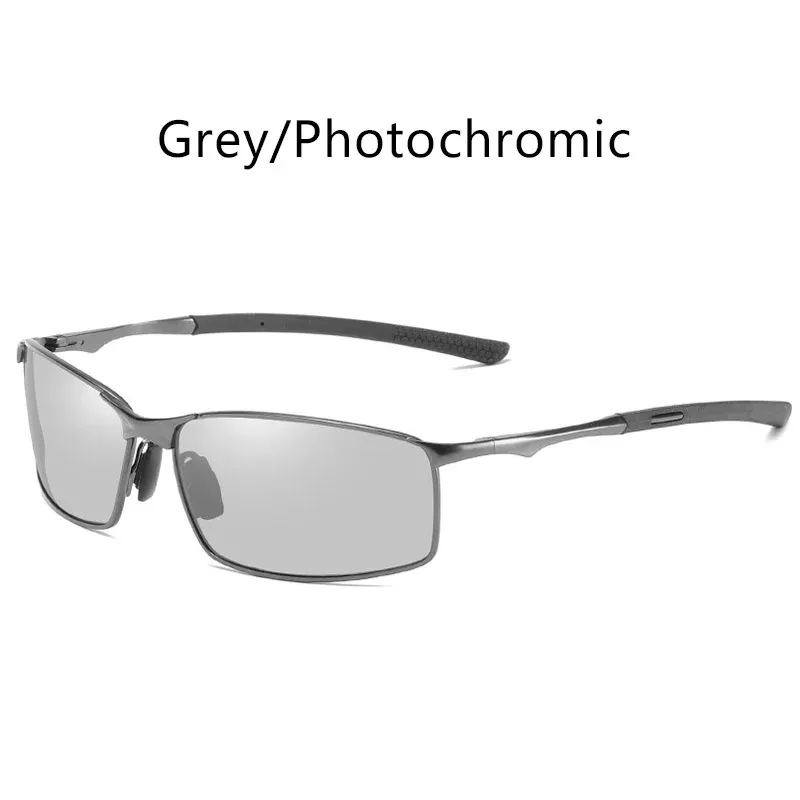 Lunettes de soleil photochromiques polarisées pour hommes, monture carrée en métal, lunettes de conduite, lunettes de cyclisme pour sports de plein air, protection UV400 7