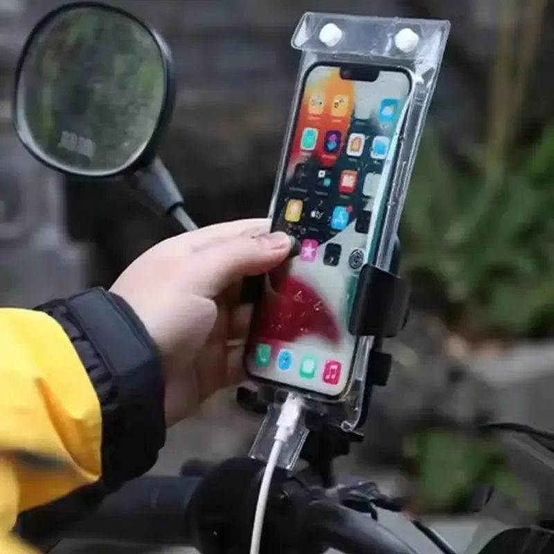 Pochette étanche transparente pour téléphone, fermeture intégrée
