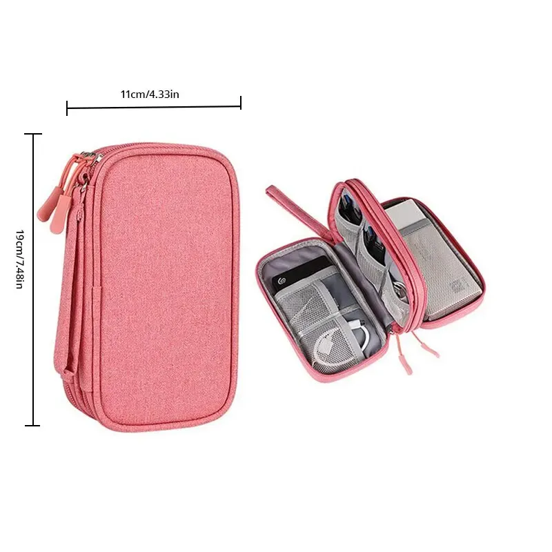 Pochette de rangement portable pour accessoires numériques : câbles USB, écouteurs et chargeur, format voyage 7