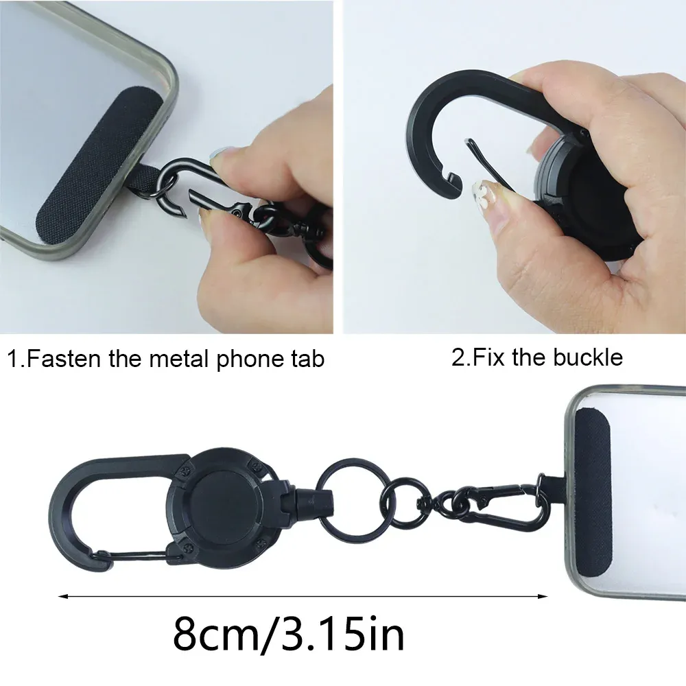 Cordon rétractable pour téléphone avec mousqueton multifonction Xyun, porte-badge et boucle de fixation 5