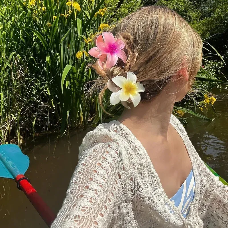 Pinces à cheveux fleur d'œuf, pinces de plage hawaïennes, épingles à cheveux bohèmes pour filles, accessoire capillaire Dopamine Y2K 2