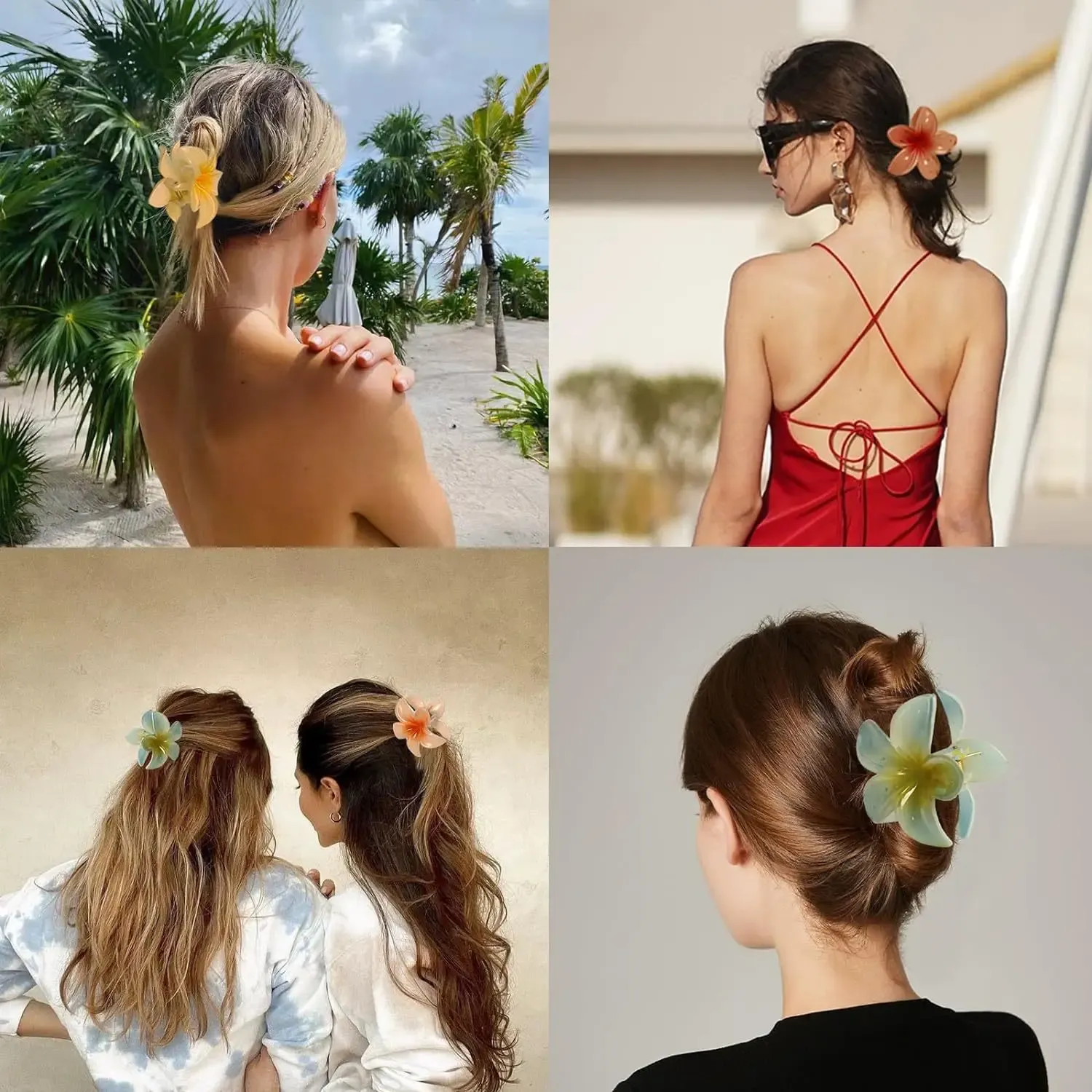 Pinces à cheveux fleur d'œuf, pinces de plage hawaïennes, épingles à cheveux bohèmes pour filles, accessoire capillaire Dopamine Y2K 3