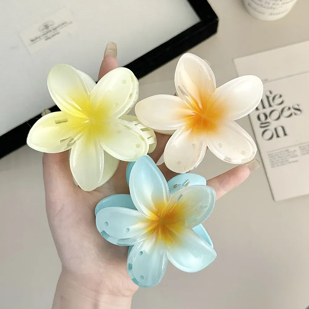Pinces à cheveux fleur d'œuf, pinces de plage hawaïennes, épingles à cheveux bohèmes pour filles, accessoire capillaire Dopamine Y2K 5