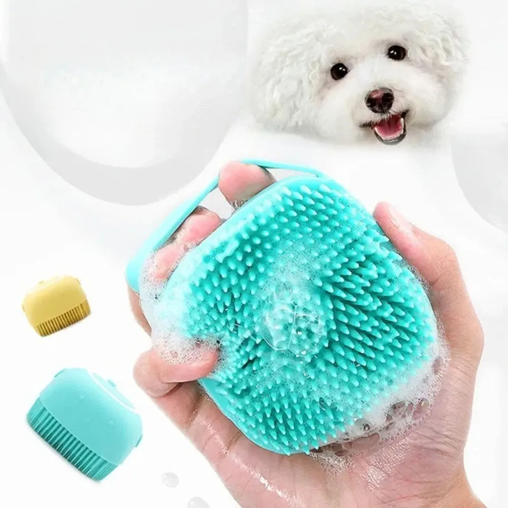 Brosse de bain en silicone pour animaux de compagnie, brosse de massage et épilateur pour chats et chiens - Image 1