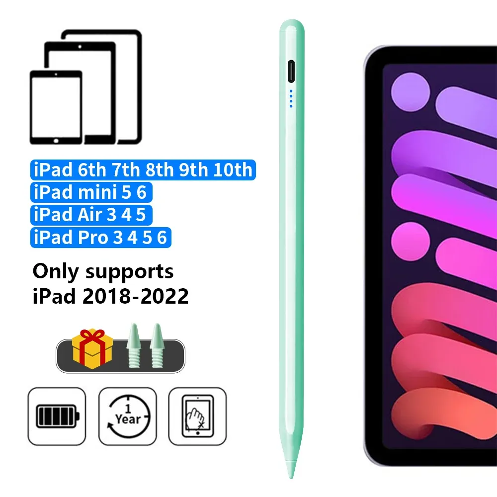 Stylet pour Apple Pencil avec indicateurs LED et rejet de paume, compatible iPad 2018-2026 10