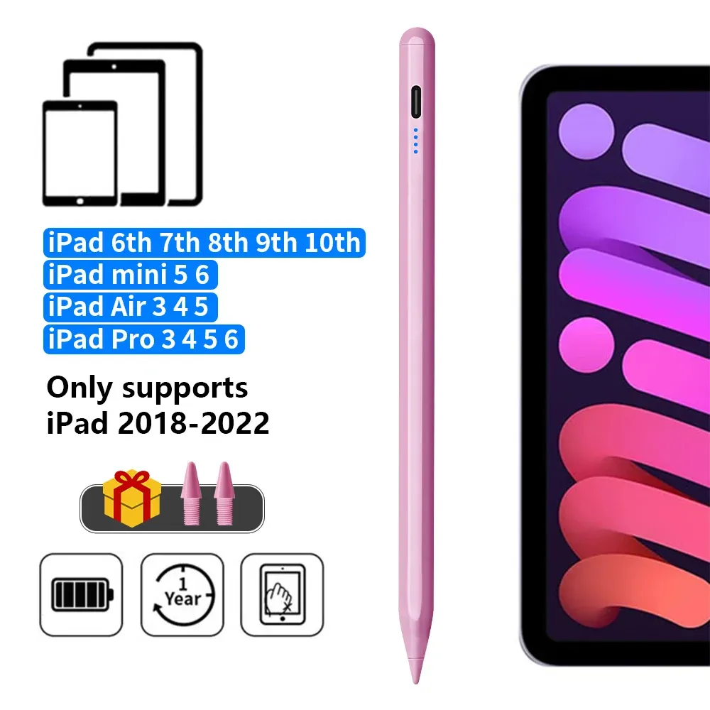 Stylet pour Apple Pencil avec indicateurs LED et rejet de paume, compatible iPad 2018-2026 9