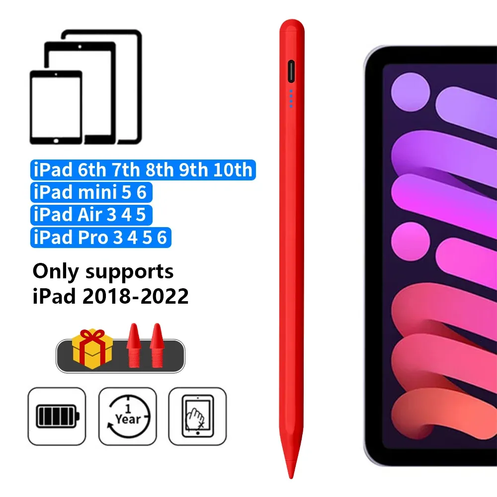 Stylet pour Apple Pencil avec indicateurs LED et rejet de paume, compatible iPad 2018-2026 11