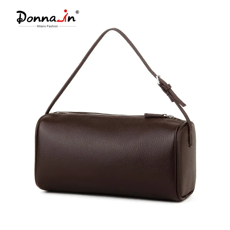 Matna Mini sac à main en cuir véritable pour femme, en cuir de veau entièrement grainé, sac bandoulière en forme de tonneau à bandoulière initiée - Image 1