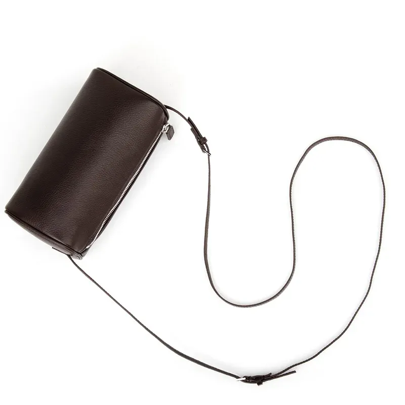 Matna Mini sac à main en cuir véritable pour femme, en cuir de veau entièrement grainé, sac bandoulière en forme de tonneau à bandoulière initiée 3
