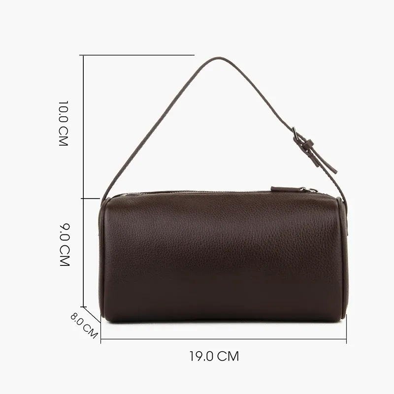 Matna Mini sac à main en cuir véritable pour femme, en cuir de veau entièrement grainé, sac bandoulière en forme de tonneau à bandoulière initiée 6