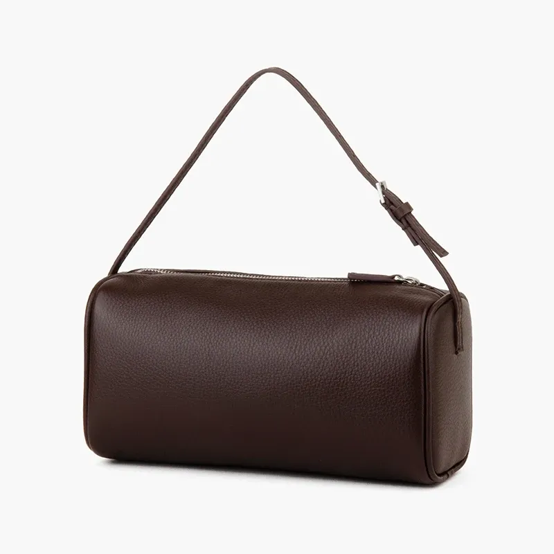 Matna Mini sac à main en cuir véritable pour femme, en cuir de veau entièrement grainé, sac bandoulière en forme de tonneau à bandoulière initiée 10