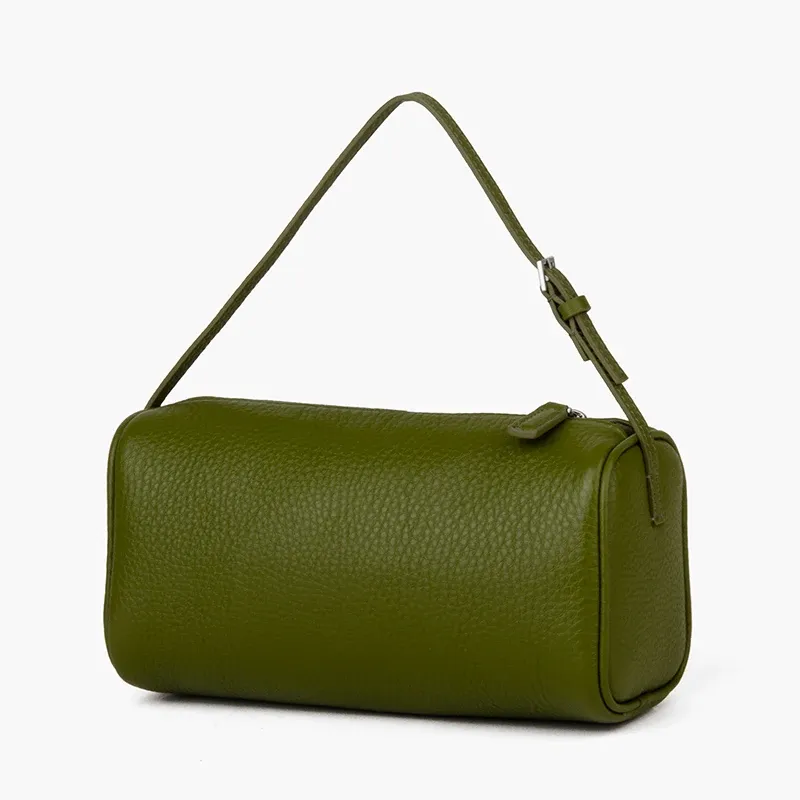 Matna Mini sac à main en cuir véritable pour femme, en cuir de veau entièrement grainé, sac bandoulière en forme de tonneau à bandoulière initiée 13