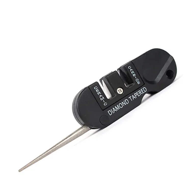 Aiguiseur de couteau miniature 4 en 1 en carbure de tungstène et céramique, outil multifonction pour le camping en plein air 7