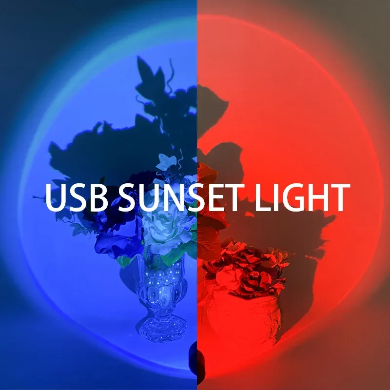 Lampe de projection coucher de soleil USB, lumière d'ambiance pour chambre, salon, photographie, décoration murale, fête d'anniversaire 6