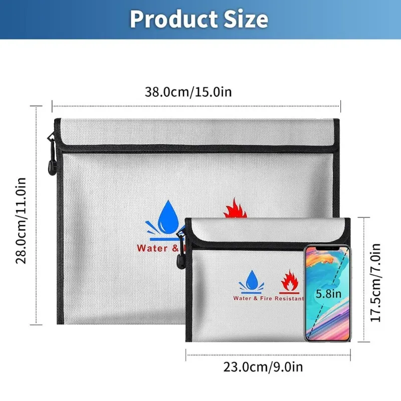 Pochette à documents ignifuge et étanche avec fermeture à glissière 6