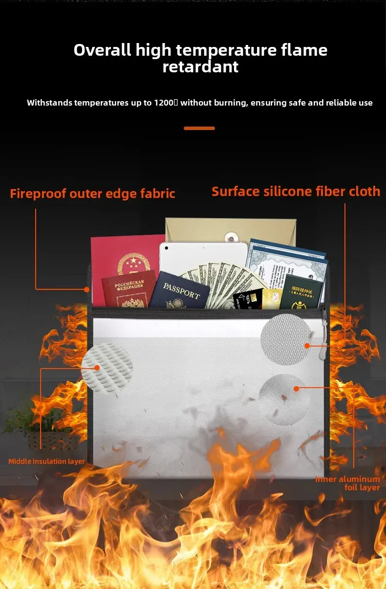 Sac de documents ignifuge et étanche, vue latérale