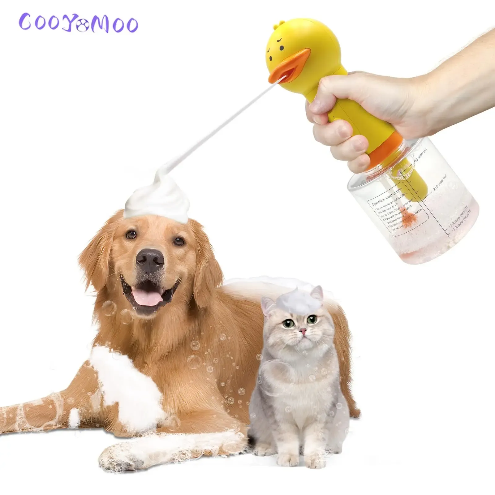 Distributeur de savon moussant électrique pour canard jaune, distributeur automatique de savon à main, pour chat et chien, accessoires de bain pour animaux de compagnie