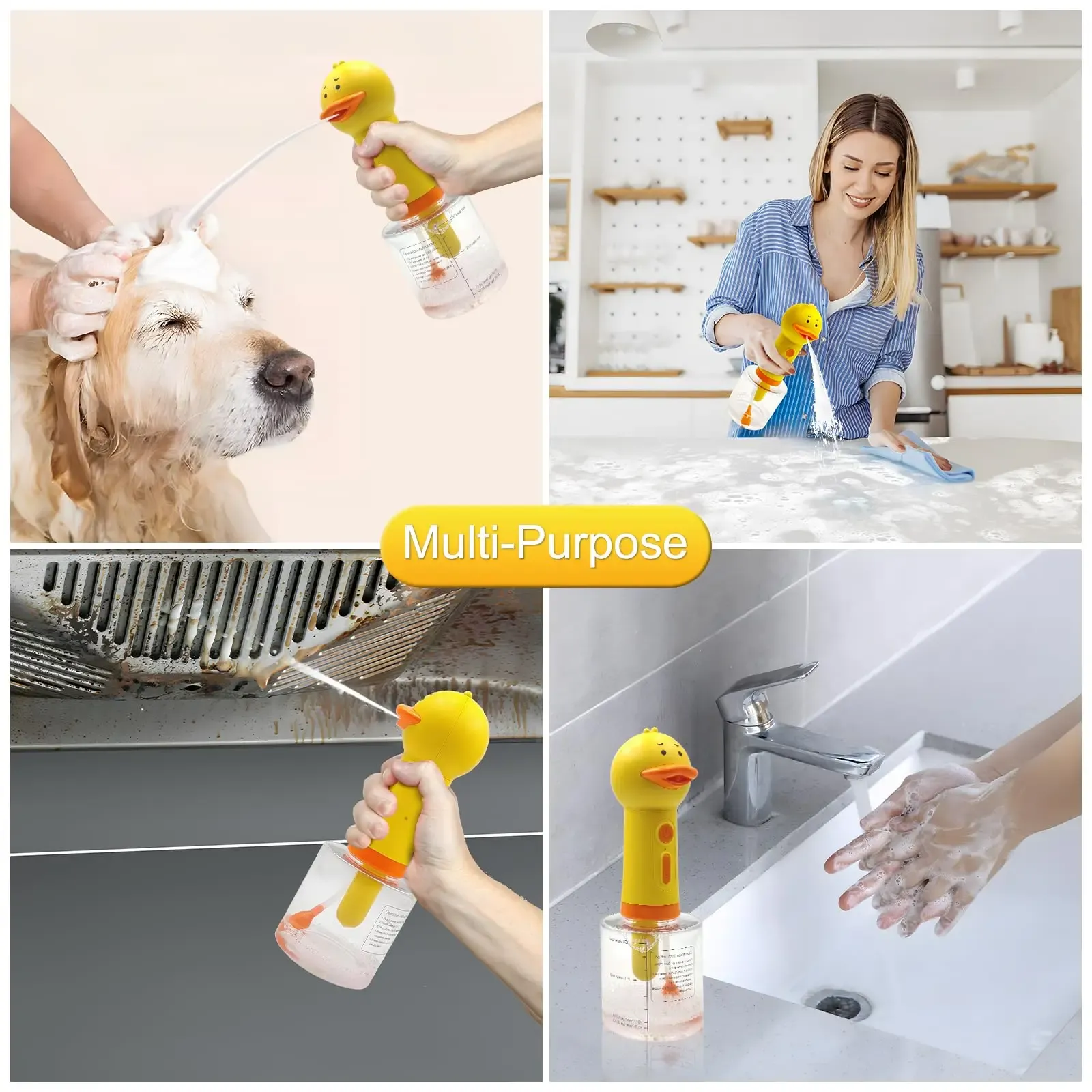 Distributeur de savon moussant électrique pour canard jaune, distributeur automatique de savon à main, pour chat et chien, accessoires de bain pour animaux de compagnie 3