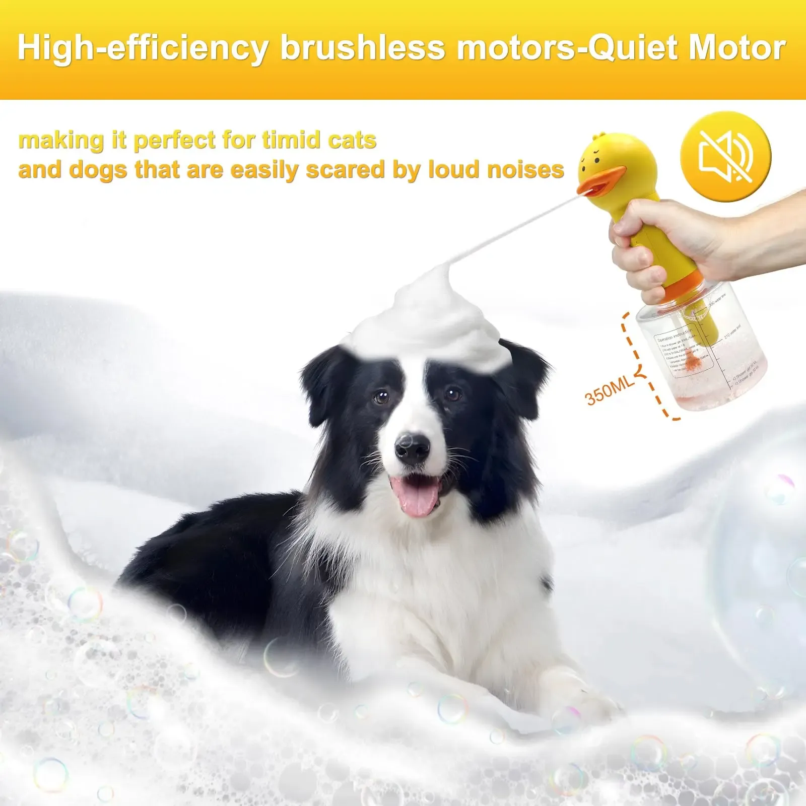 Distributeur de savon moussant électrique pour canard jaune, distributeur automatique de savon à main, pour chat et chien, accessoires de bain pour animaux de compagnie 6