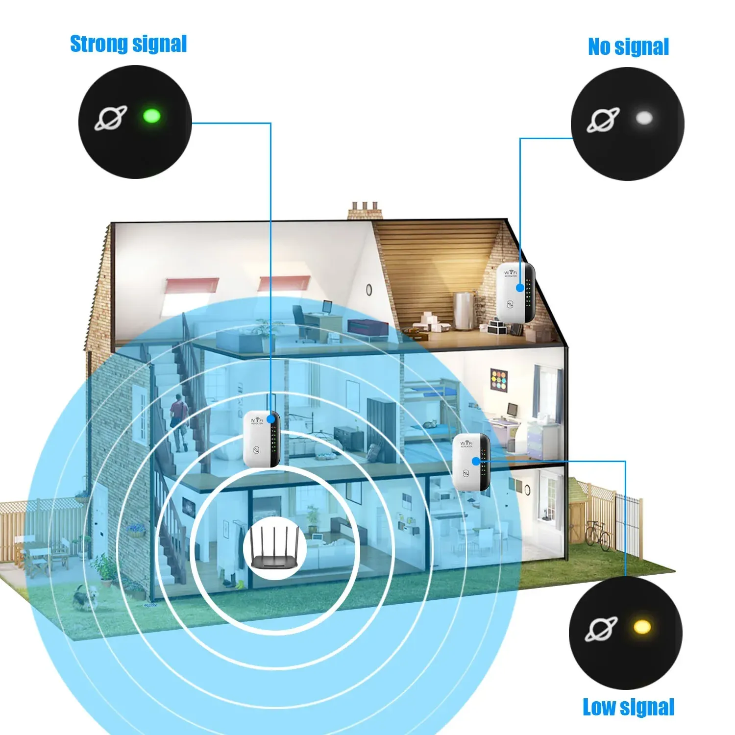 Répéteur WiFi sans fil 300 Mbps, amplificateur de signal 802.11N avec WPS, longue portée, 7 voyants lumineux 4