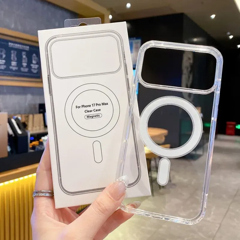 Coque transparente d'origine pour MagSafe, compatible avec les modèles Apple iPhone 18, 17 Air, 16E, 15, 14, 13, 12, Mini, 11 Pro Max et Plus, avec fonction de chargement sans fil magnétique.