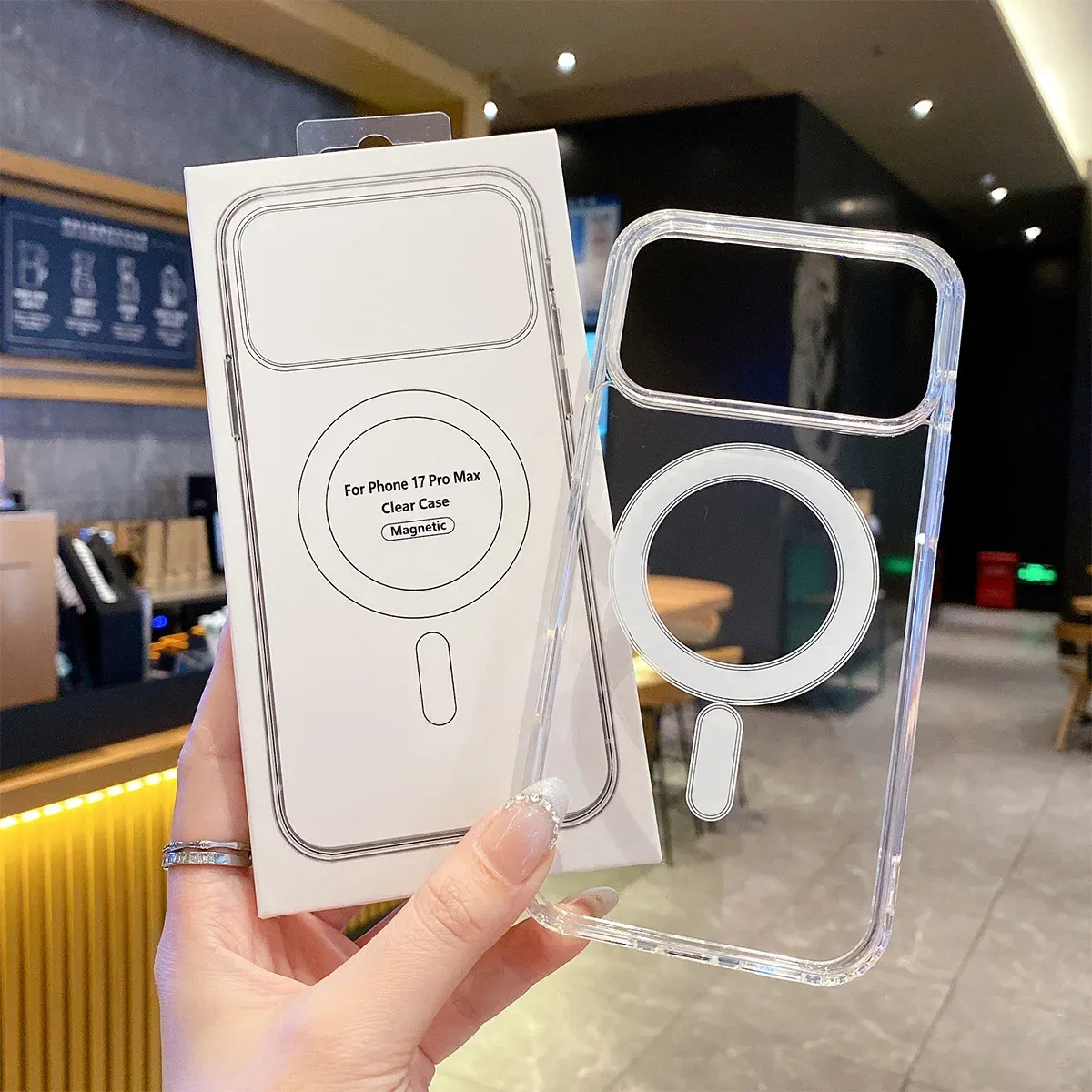 Coque transparente MagSafe pour iPhone, finition
