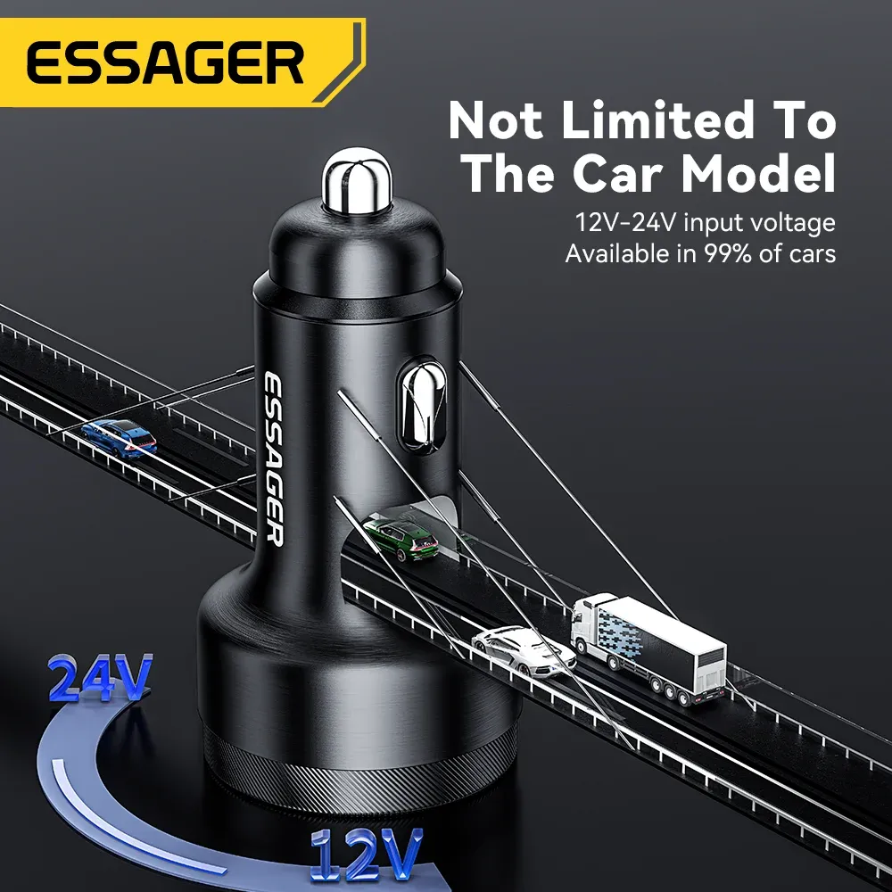 Chargeur de voiture USB-C 105 W Essager, charge rapide PD 3.0, QC 4.0, SCP, PPS, compatible iPhone 15, 14, 13, Samsung, Xiaomi 6