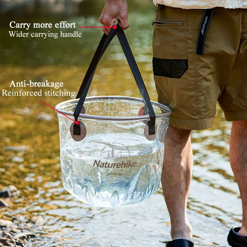 Seau rond pliable de 20 L, pour barbecue en plein air, voyage, conteneur d'eau pliable, seau de rangement, équipement de camping 4