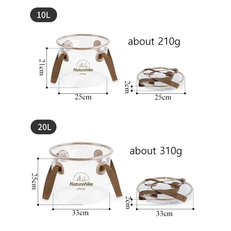 Seau rond pliable de 20 L, pour barbecue en plein air, voyage, conteneur d'eau pliable, seau de rangement, équipement de camping 5