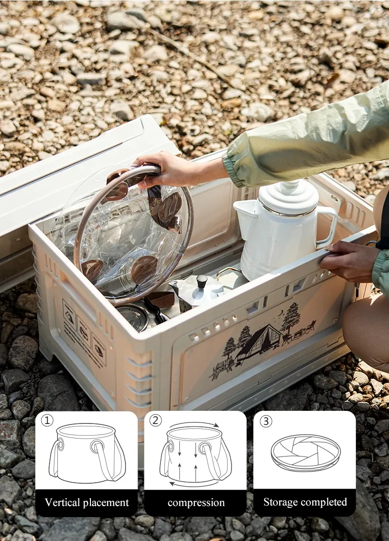 Seau pliable utilisé pour le camping