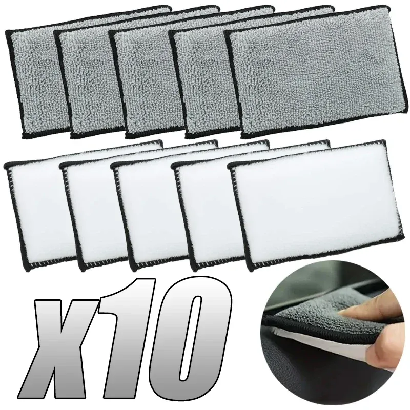 Éponge en microfibre double face pour le nettoyage du cuir automobile, lot de 2 à 10 pièces