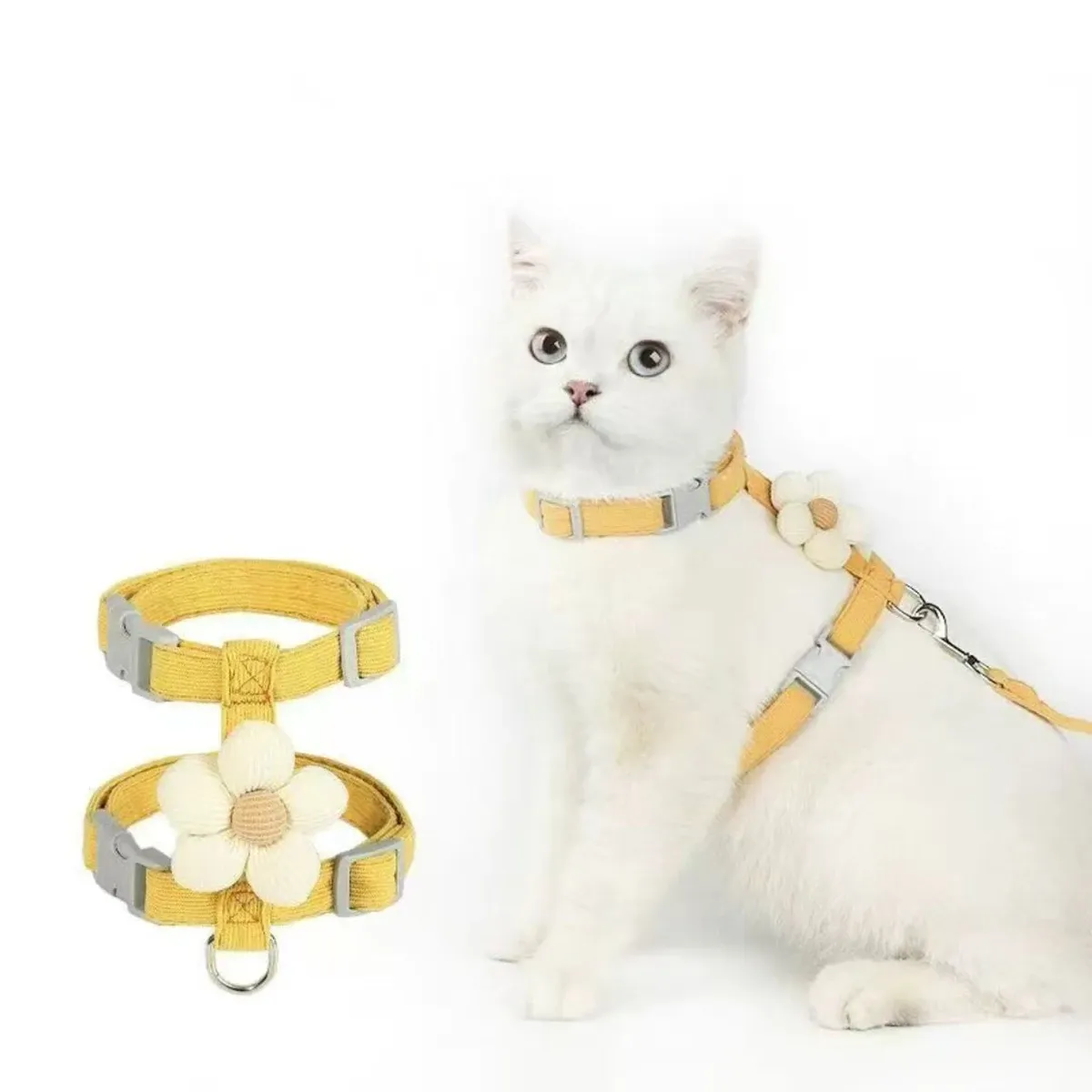 Ensemble harnais et laisse réglable pour chat et petit chien 9