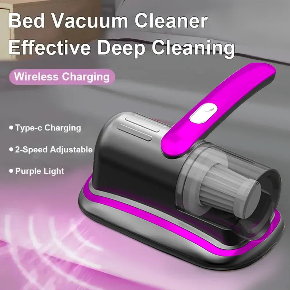 Aspirateur à matelas portatif sans fil avec filtre HEPA, lumière UV-C et vibrations ultrasoniques, 12 kPa, pour matelas, sièges auto et canapés - Image 1