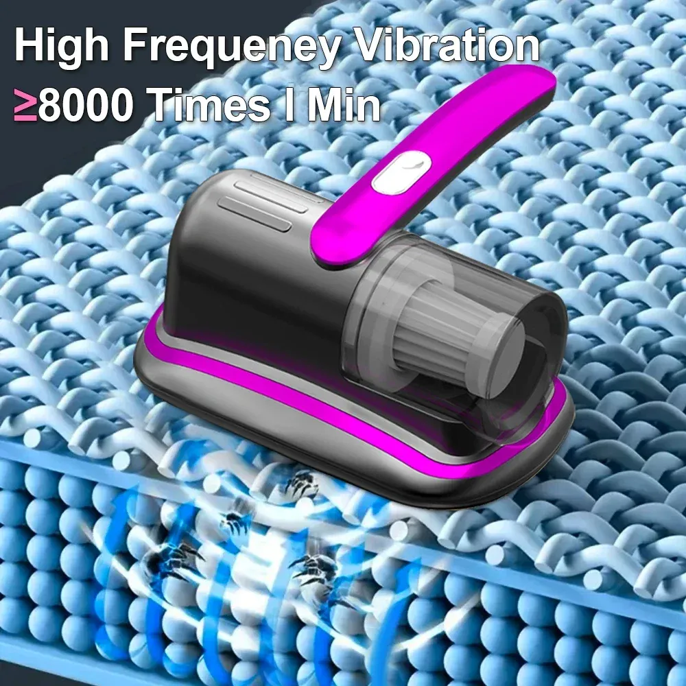 Aspirateur à matelas portatif sans fil avec filtre HEPA, lumière UV-C et vibrations ultrasoniques, 12 kPa, pour matelas, sièges auto et canapés 5