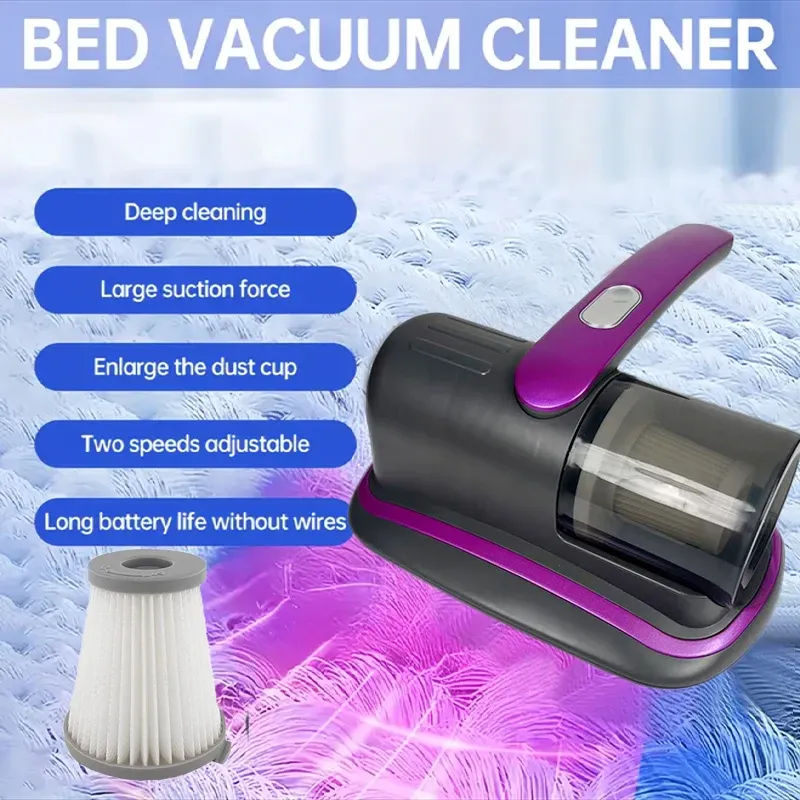 Aspirateur à matelas portatif sans fil avec filtre HEPA, lumière UV-C et vibrations ultrasoniques, 12 kPa, pour matelas, sièges auto et canapés 8