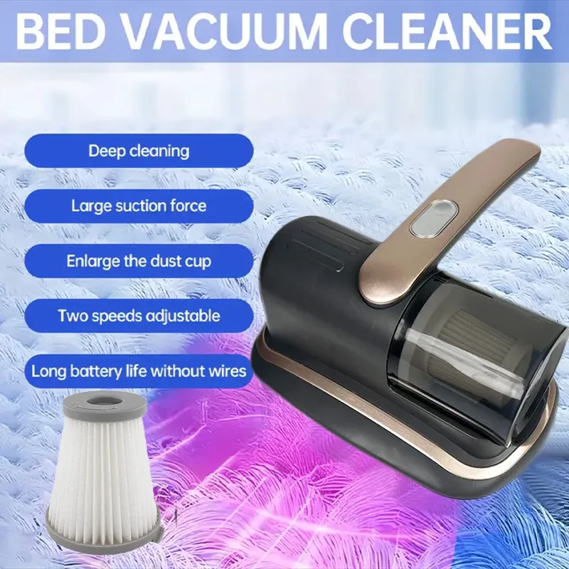 Aspirateur à matelas portatif sans fil avec filtre HEPA, lumière UV-C et vibrations ultrasoniques, 12 kPa, pour matelas, sièges auto et canapés 7
