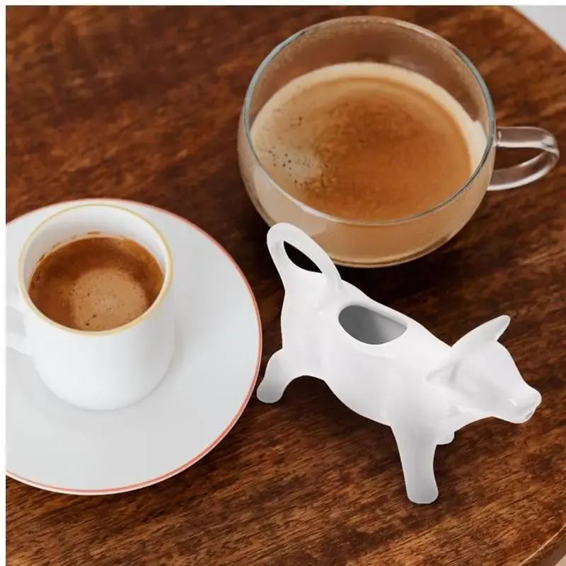 Pichet à lait en céramique en forme de vache, mini saucière et verseur 4