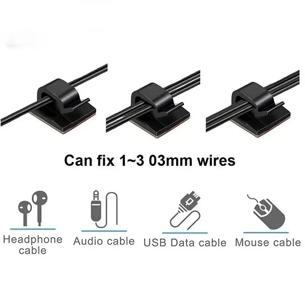 Clips de câbles fixés sous un bureau